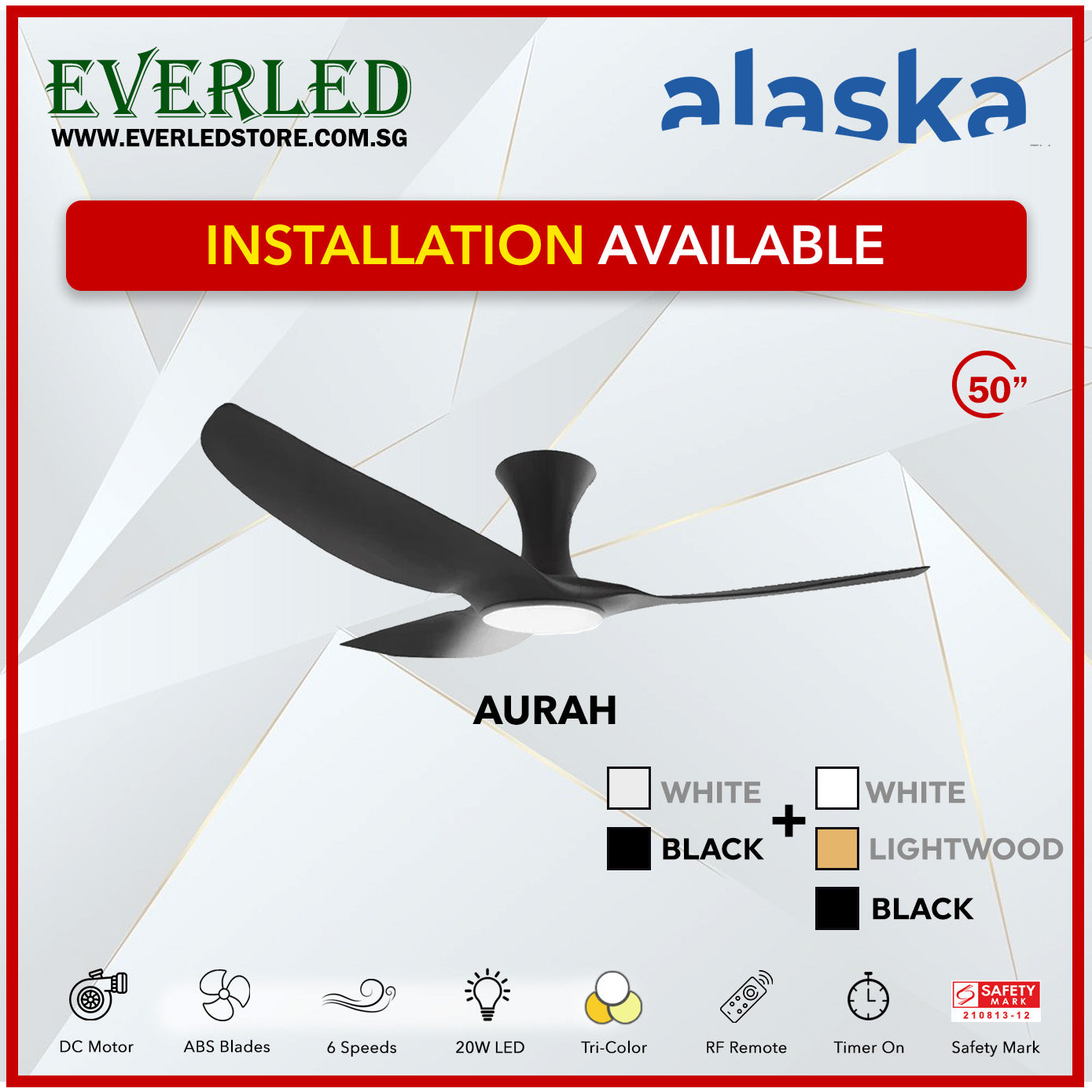 Alaska SMART DC Aura / Aurah 50" (Inverter DC Fan) with Samsung dimmable light kit