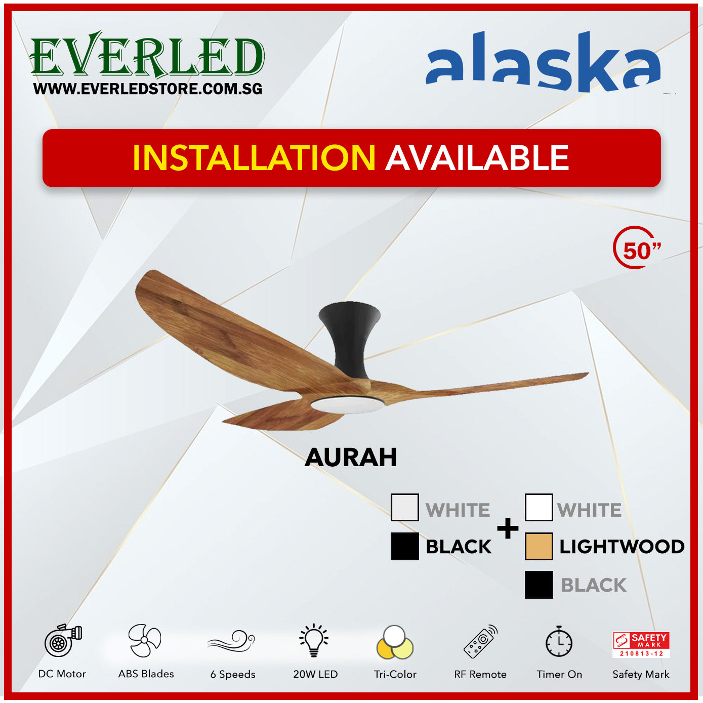 Alaska SMART DC Aura / Aurah 50" (Inverter DC Fan) with Samsung dimmable light kit