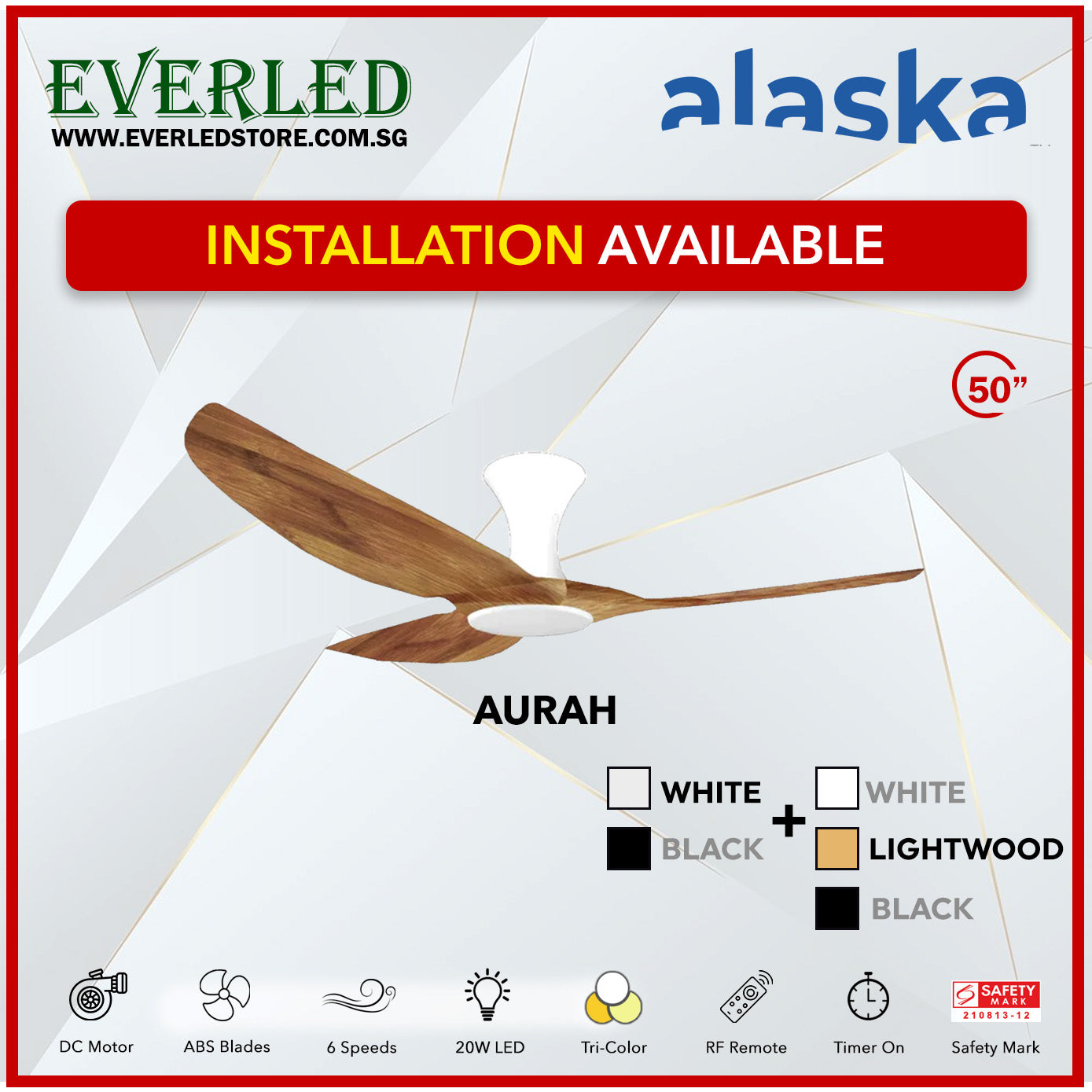 Alaska SMART DC Aura / Aurah 50" (Inverter DC Fan) with Samsung dimmable light kit