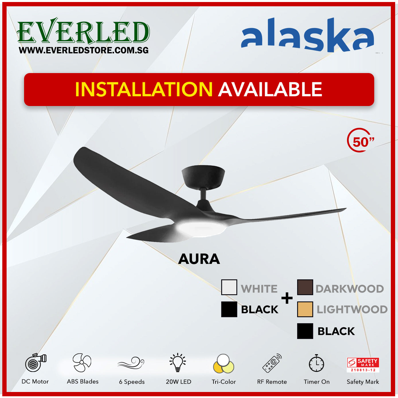 Alaska SMART DC Aura / Aurah 50" (Inverter DC Fan) with Samsung dimmable light kit