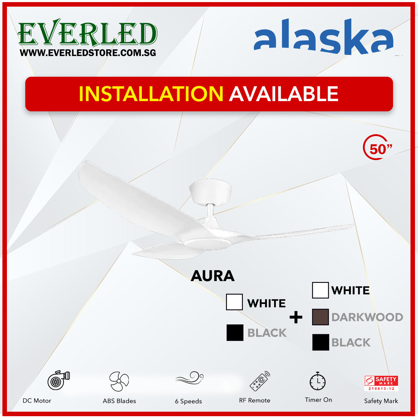 Alaska SMART DC Aura / Aurah 50" (Inverter DC Fan) with Samsung dimmable light kit