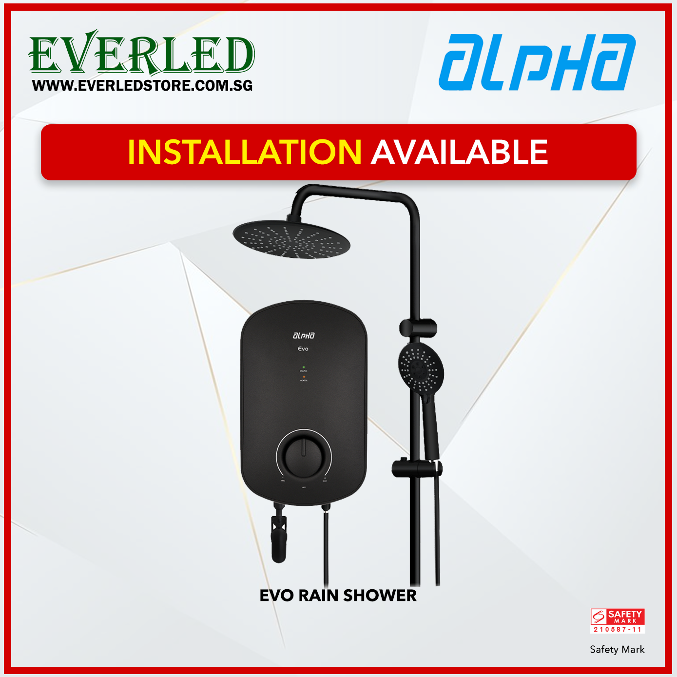 Alpha Instant Shower Heater (ALPHA EVO - RAIN SHOWER)