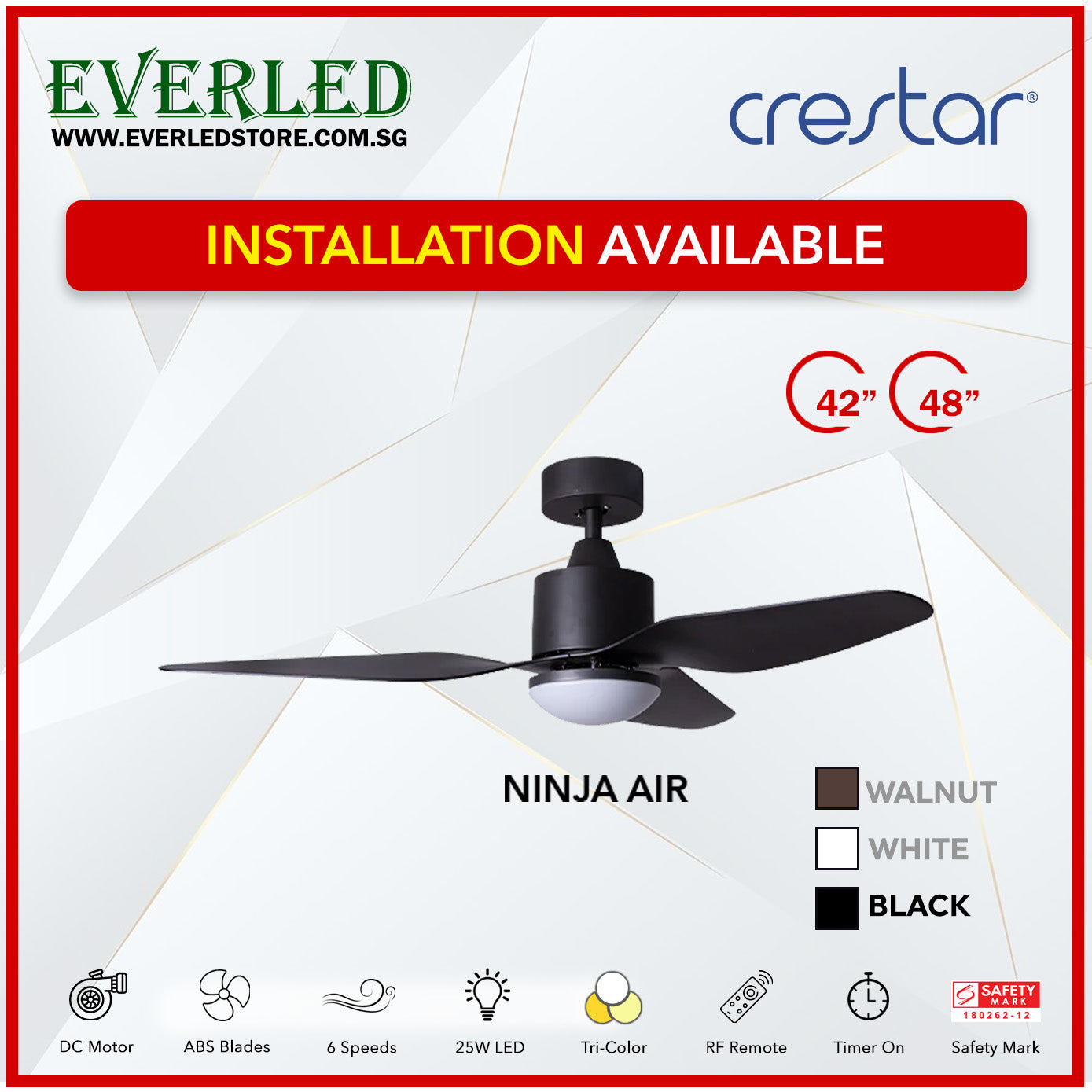 Crestar DC NinjaAir 3 Blades 42"/48" (Inverter DC Fan)