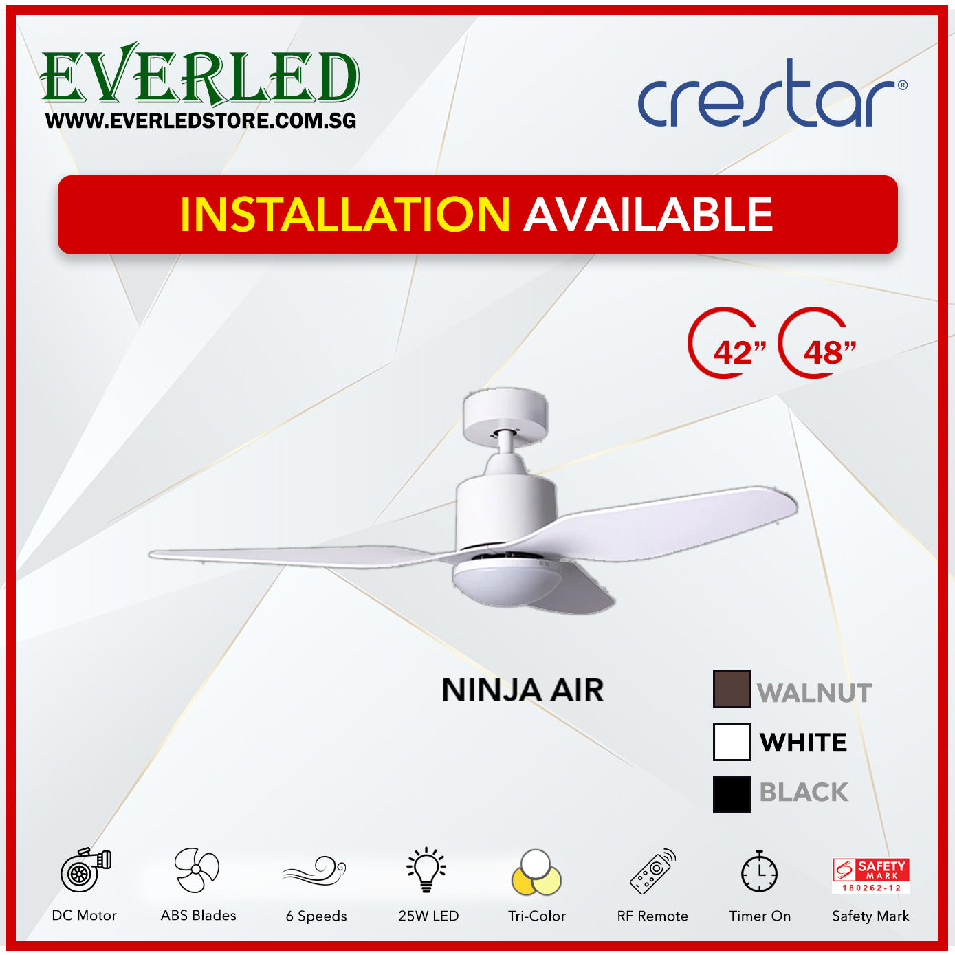 Crestar DC NinjaAir 3 Blades 42"/48" (Inverter DC Fan)