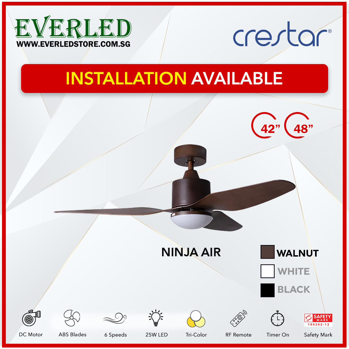 Crestar DC NinjaAir 3 Blades 42"/48" (Inverter DC Fan)