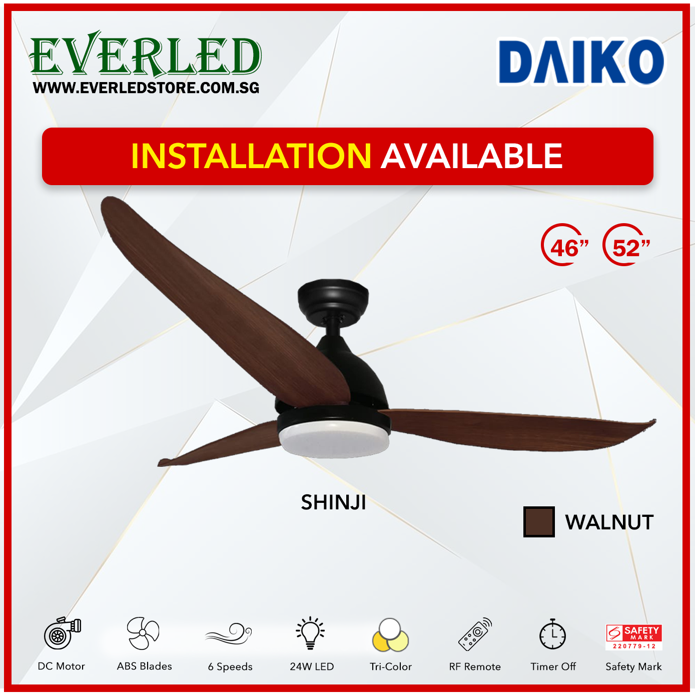 Daiko DC Shinji 36"/46"/52" with Tri-color LED (Inverter DC Fan)