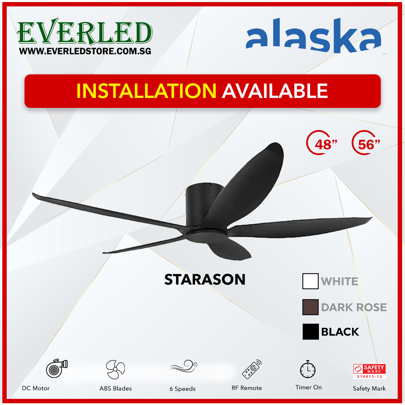 Alaska DC Starason III 48"/56" (Inverter DC Fan) with Samsung dimmable light kit