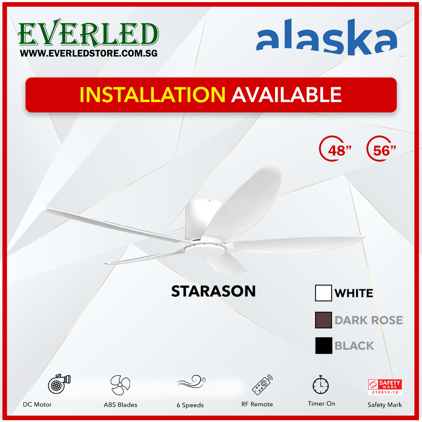 Alaska DC Starason III 48"/56" (Inverter DC Fan) with Samsung dimmable light kit