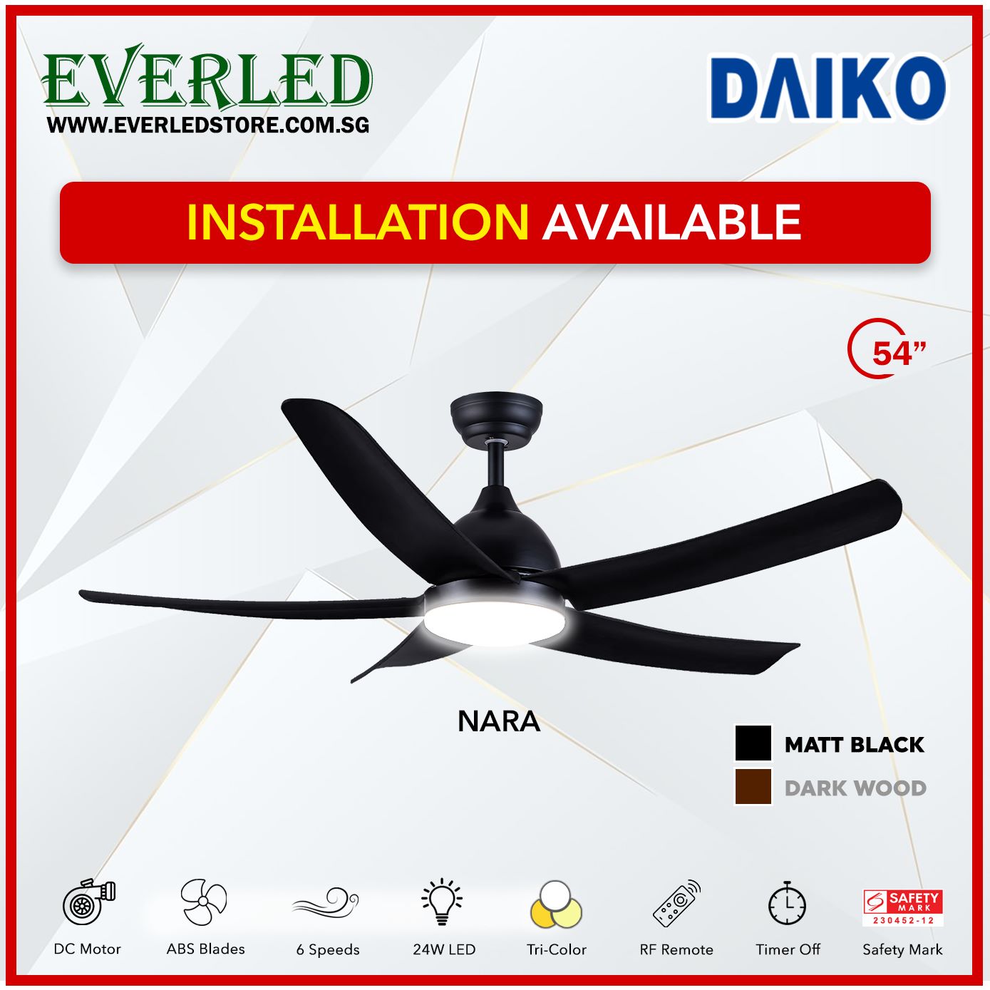 Daiko DC Nara 54" with Tri-color LED (Inverter DC Fan)