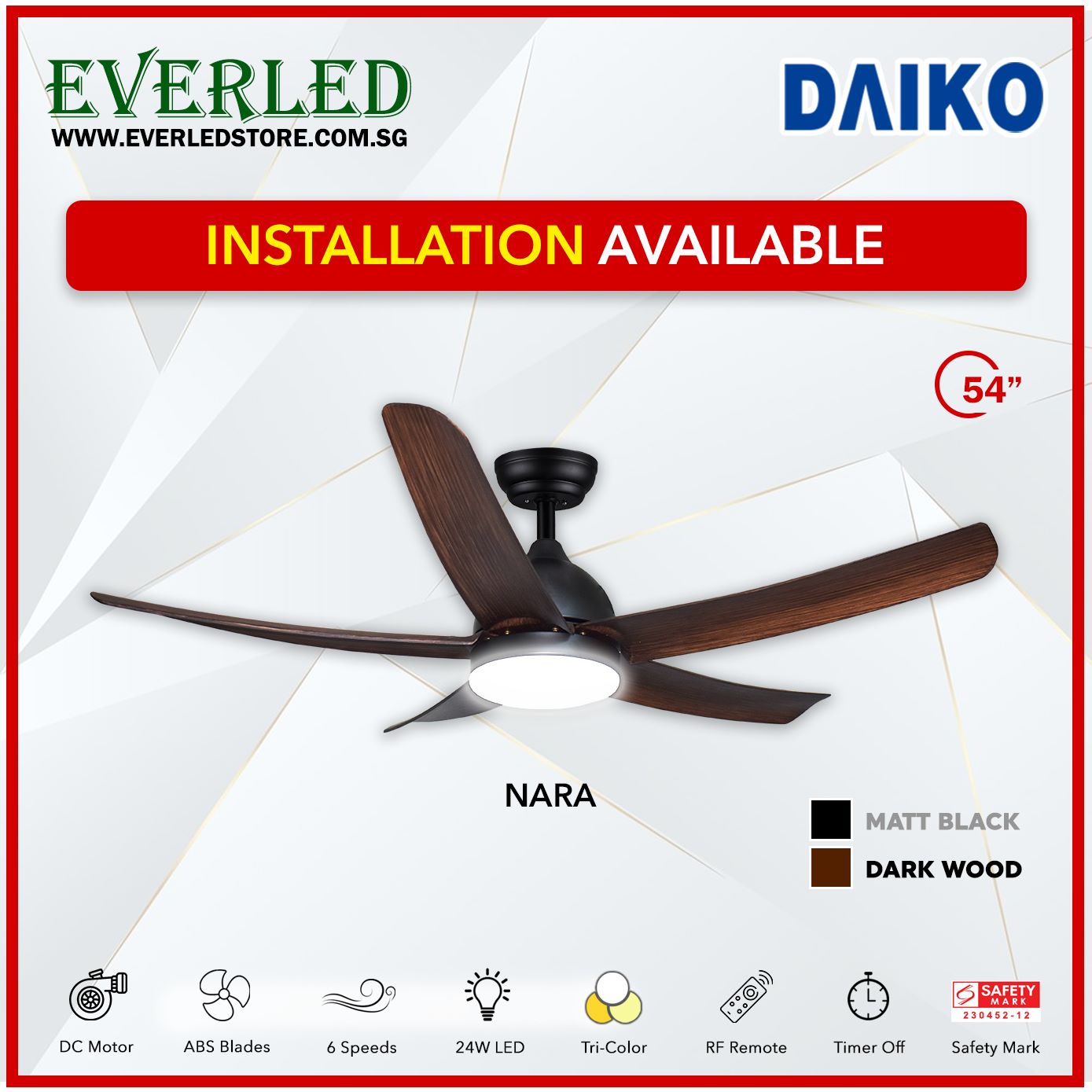 Daiko DC Nara 54" with Tri-color LED (Inverter DC Fan)