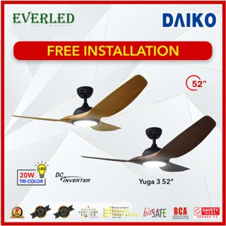 *FREE INSTALLATION* Daiko DC Yuga 3 52" with Tri-color LED (Inverter DC Fan)