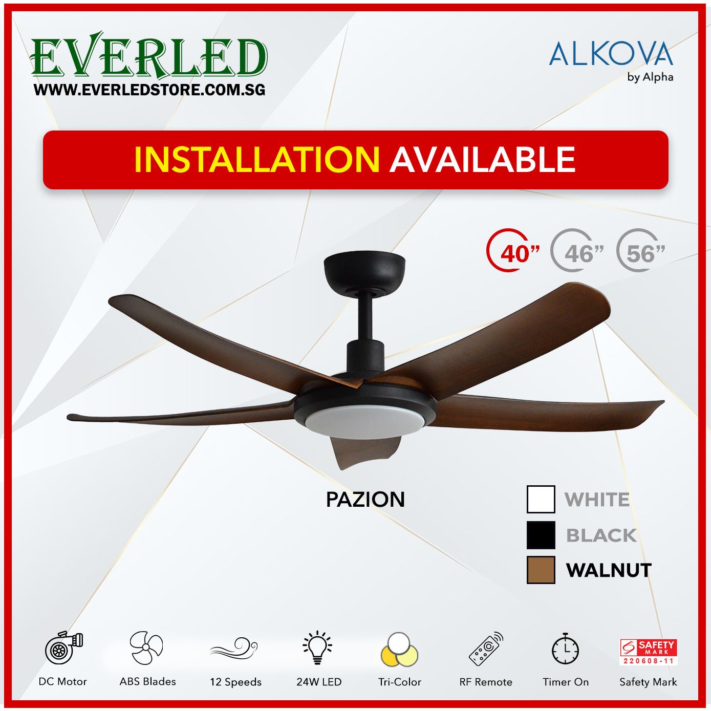 Alpha DC Pazion 40/46/56" with Tri-colour LED (Inverter DC fan)