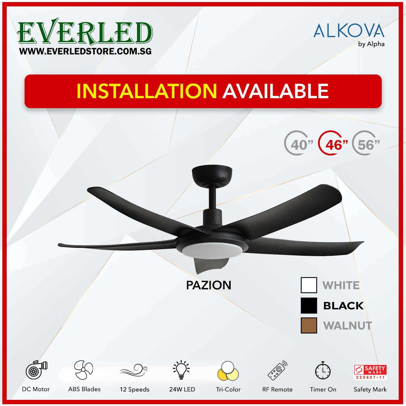 Alpha DC Pazion 40/46/56" with Tri-colour LED (Inverter DC fan)