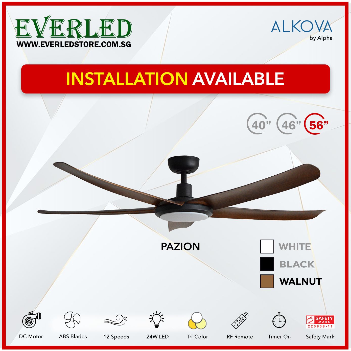 Alpha DC Pazion 40/46/56" with Tri-colour LED (Inverter DC fan)