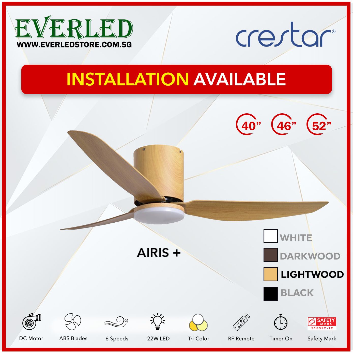 Crestar DC Altis+ 3B 40"/46"/52" - With / WO Light (Inverter DC Fan)