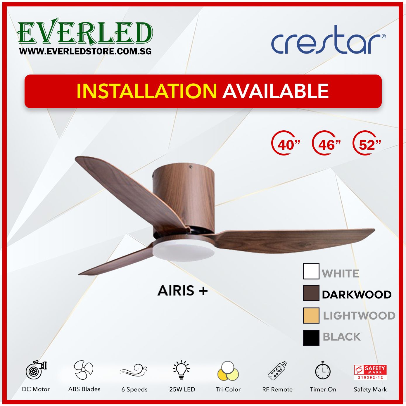 Crestar DC Altis+ 3B 40"/46"/52" - With / WO Light (Inverter DC Fan)