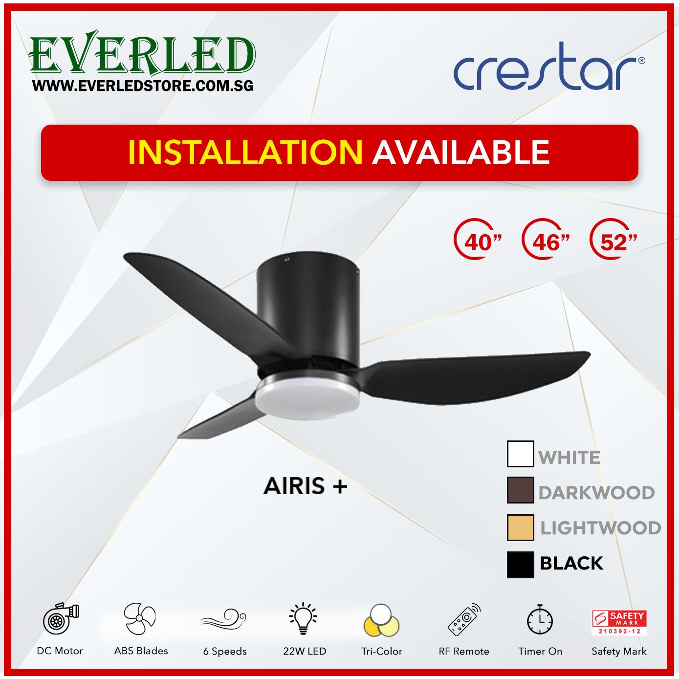Crestar DC Altis+ 3B 40"/46"/52" - With / WO Light (Inverter DC Fan)