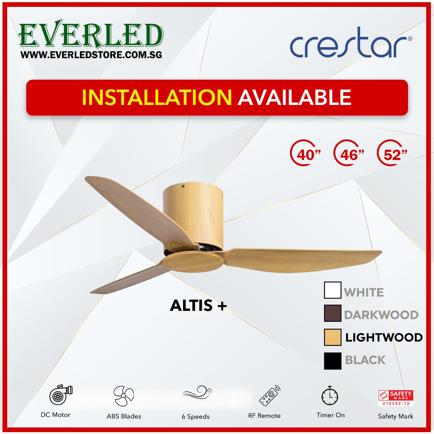 Crestar DC Altis+ 3B 40"/46"/52" - With / WO Light (Inverter DC Fan)