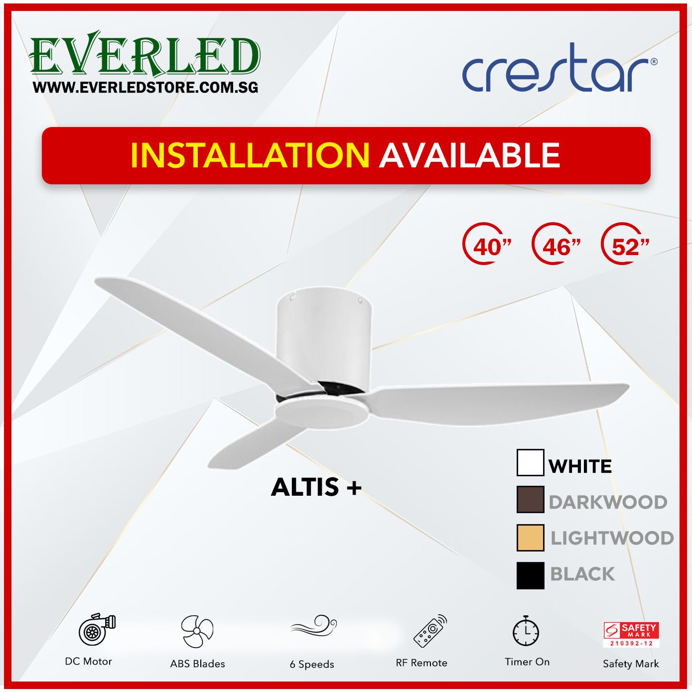 Crestar DC Altis+ 3B 40"/46"/52" - With / WO Light (Inverter DC Fan)