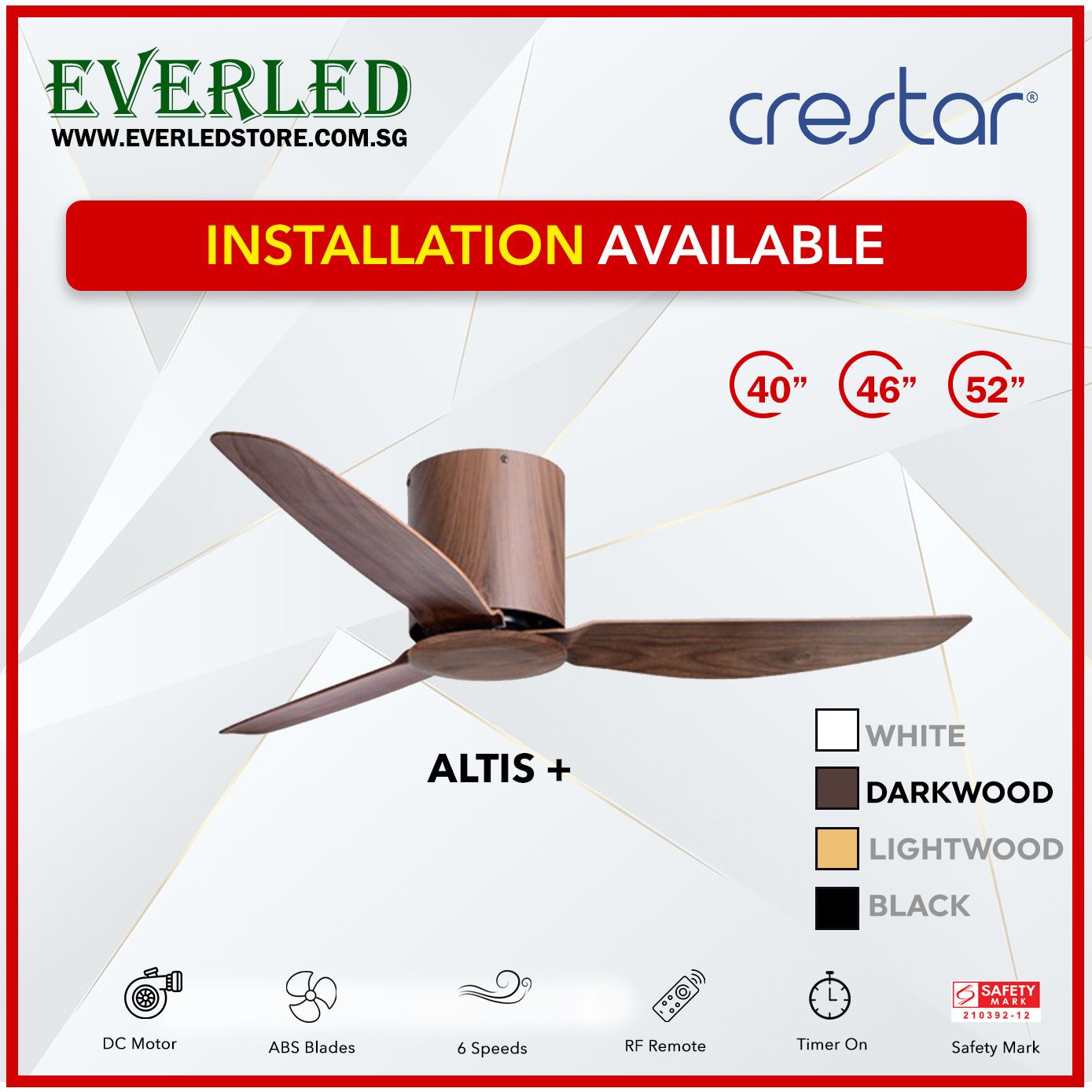Crestar DC Altis+ 3B 40"/46"/52" - With / WO Light (Inverter DC Fan)
