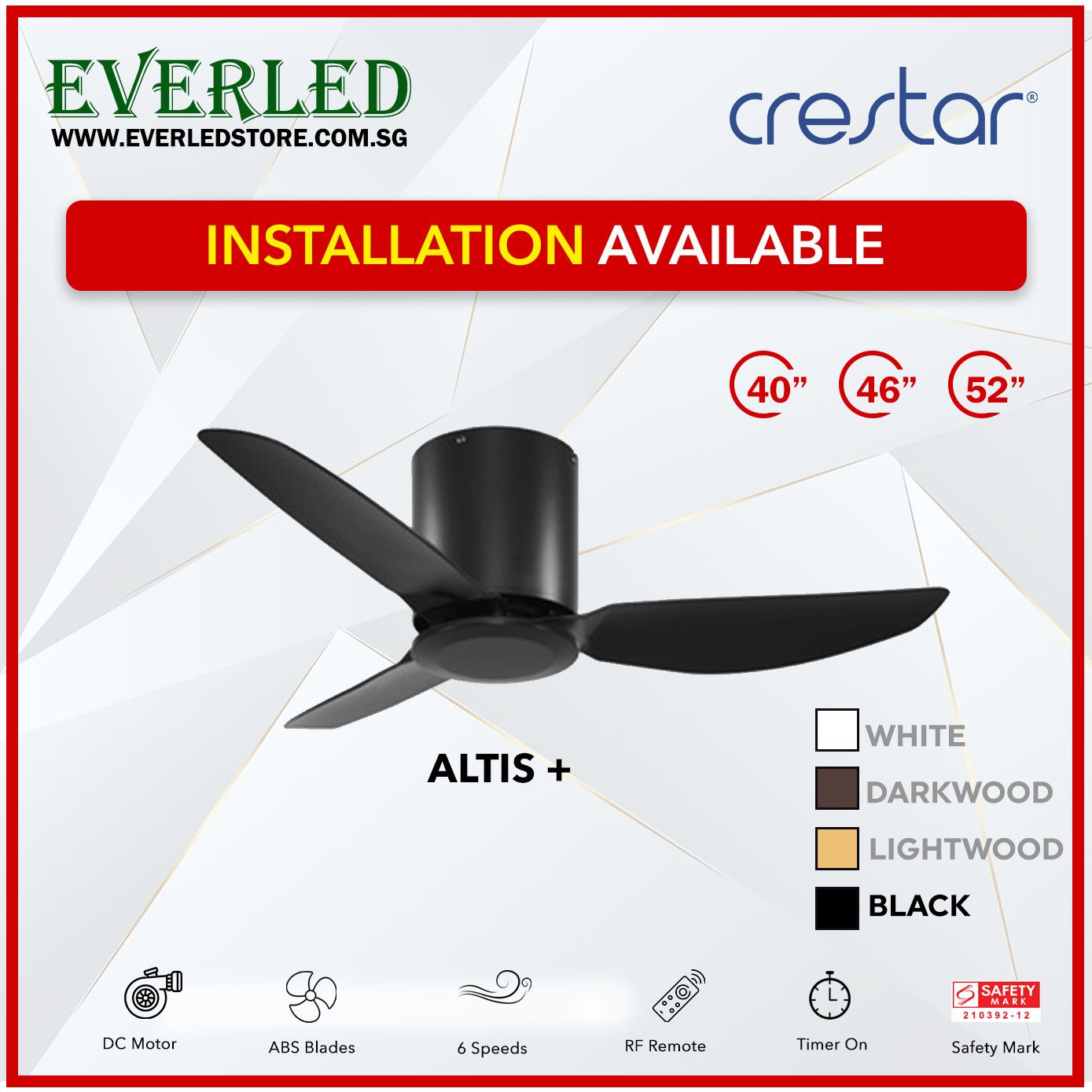 Crestar DC Altis+ 3B 40"/46"/52" - With / WO Light (Inverter DC Fan)