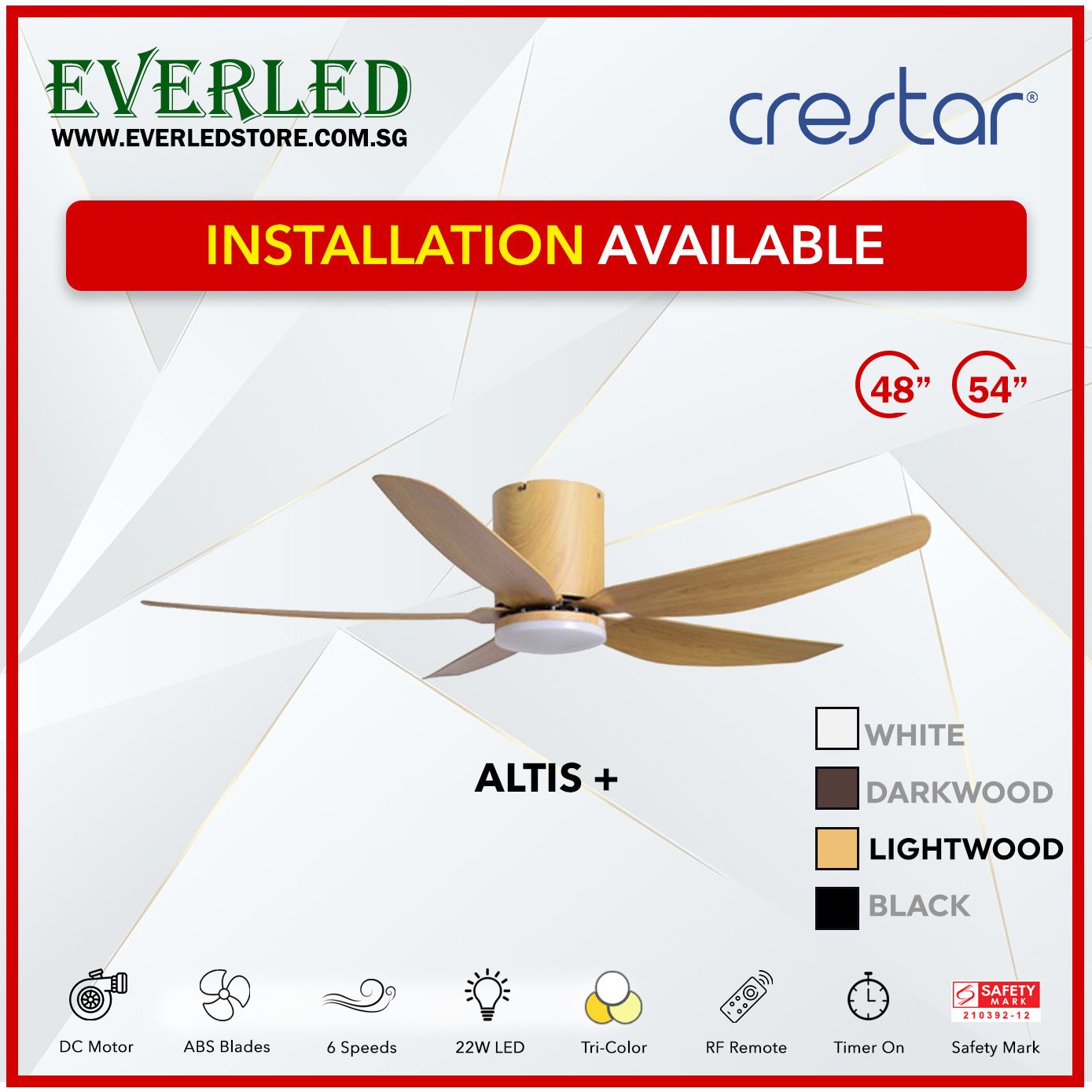 Crestar DC Altis+ 5B 48"/54" - With / WO Light (Inverter DC Fan)