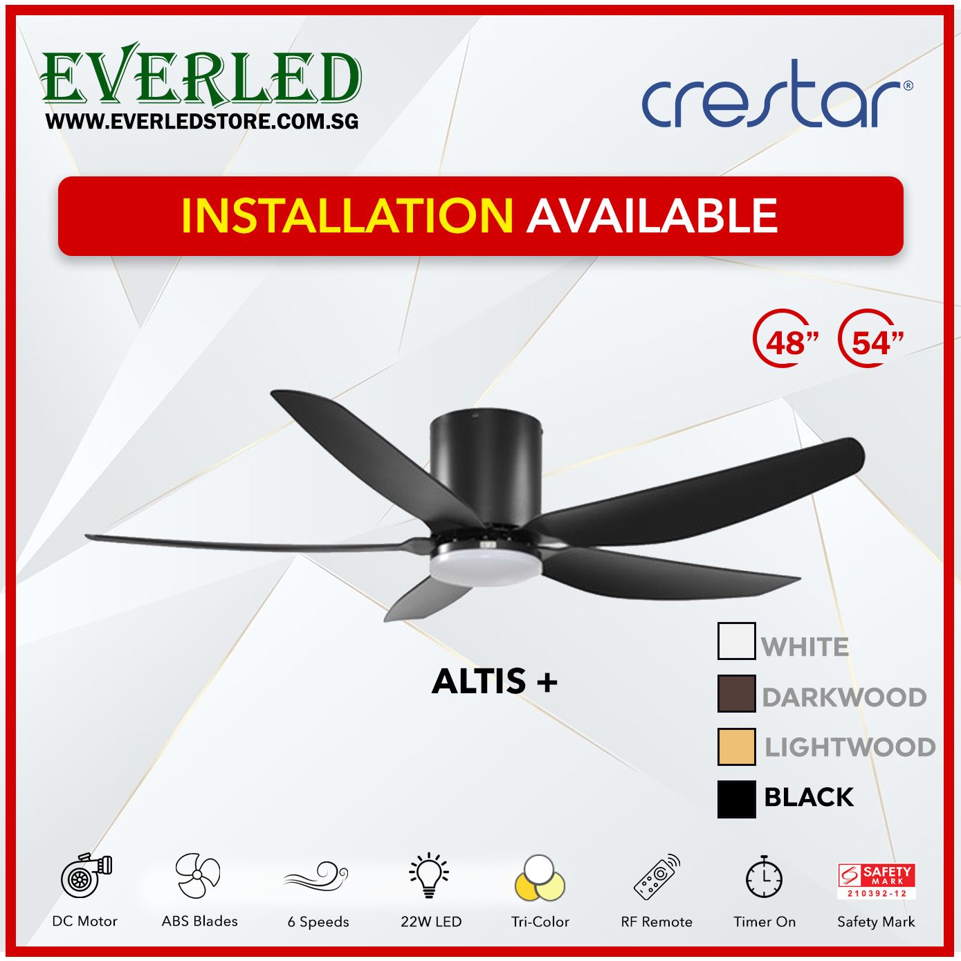 Crestar DC Altis+ 5B 48"/54" - With / WO Light (Inverter DC Fan)