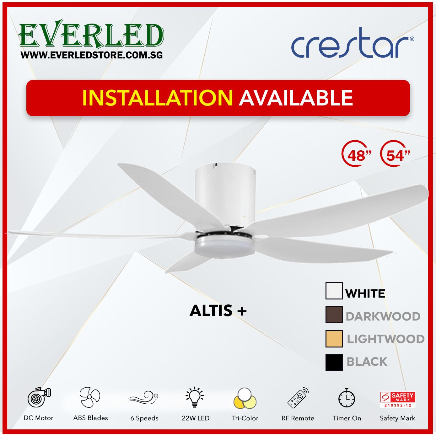 Crestar DC Altis+ 5B 48"/54" - With / WO Light (Inverter DC Fan)