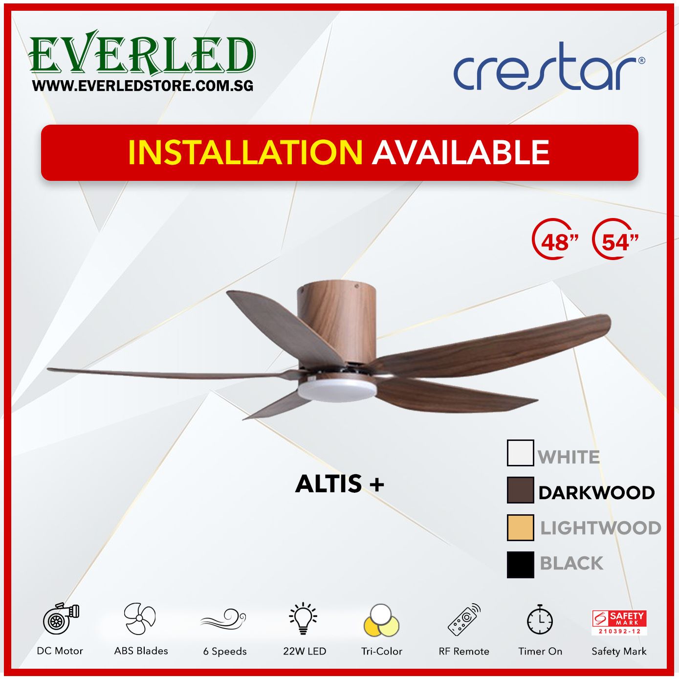 Crestar DC Altis+ 5B 48"/54" - With / WO Light (Inverter DC Fan)