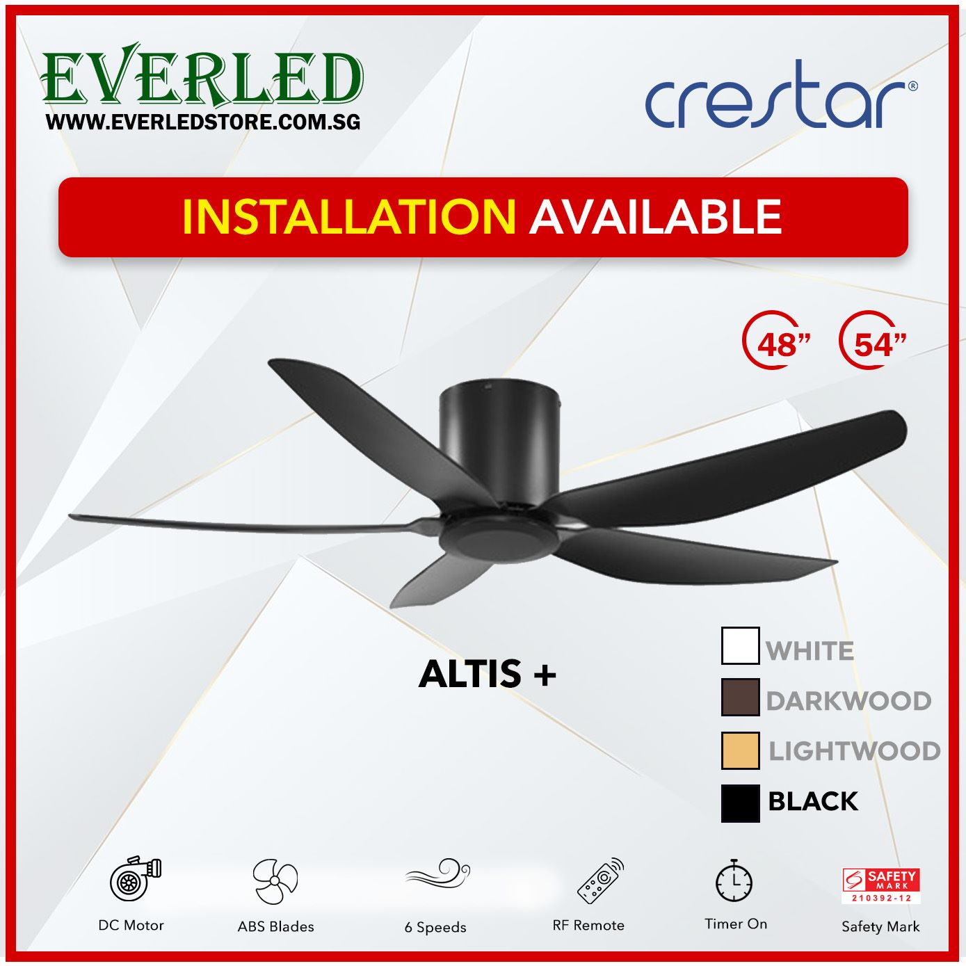 Crestar DC Altis+ 5B 48"/54" - With / WO Light (Inverter DC Fan)