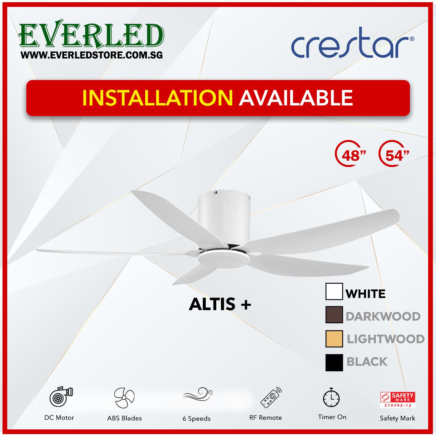 Crestar DC Altis+ 5B 48"/54" - With / WO Light (Inverter DC Fan)