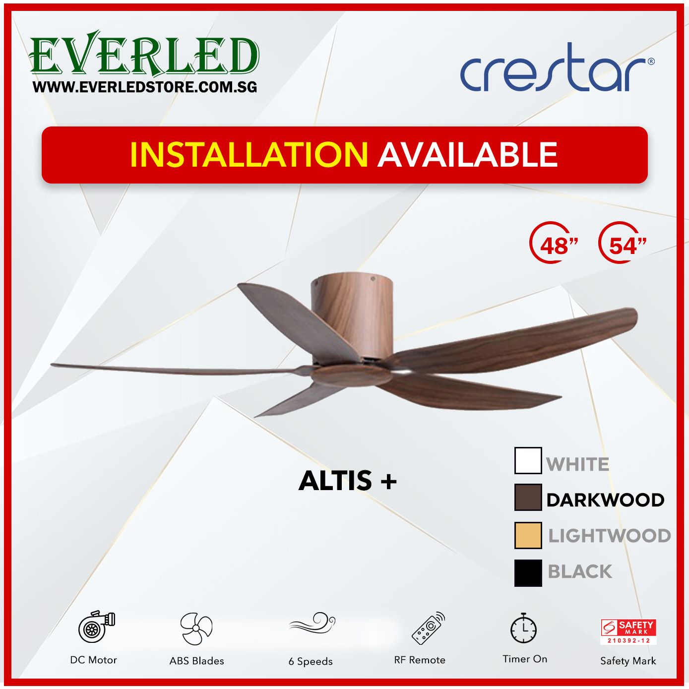 Crestar DC Altis+ 5B 48"/54" - With / WO Light (Inverter DC Fan)