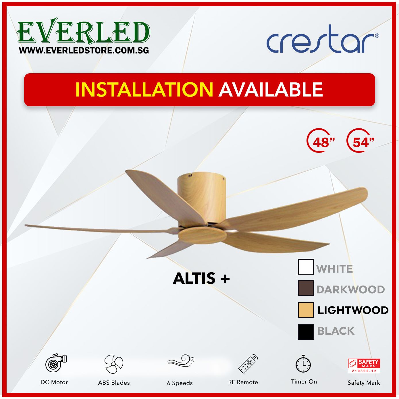 Crestar DC Altis+ 5B 48"/54" - With / WO Light (Inverter DC Fan)