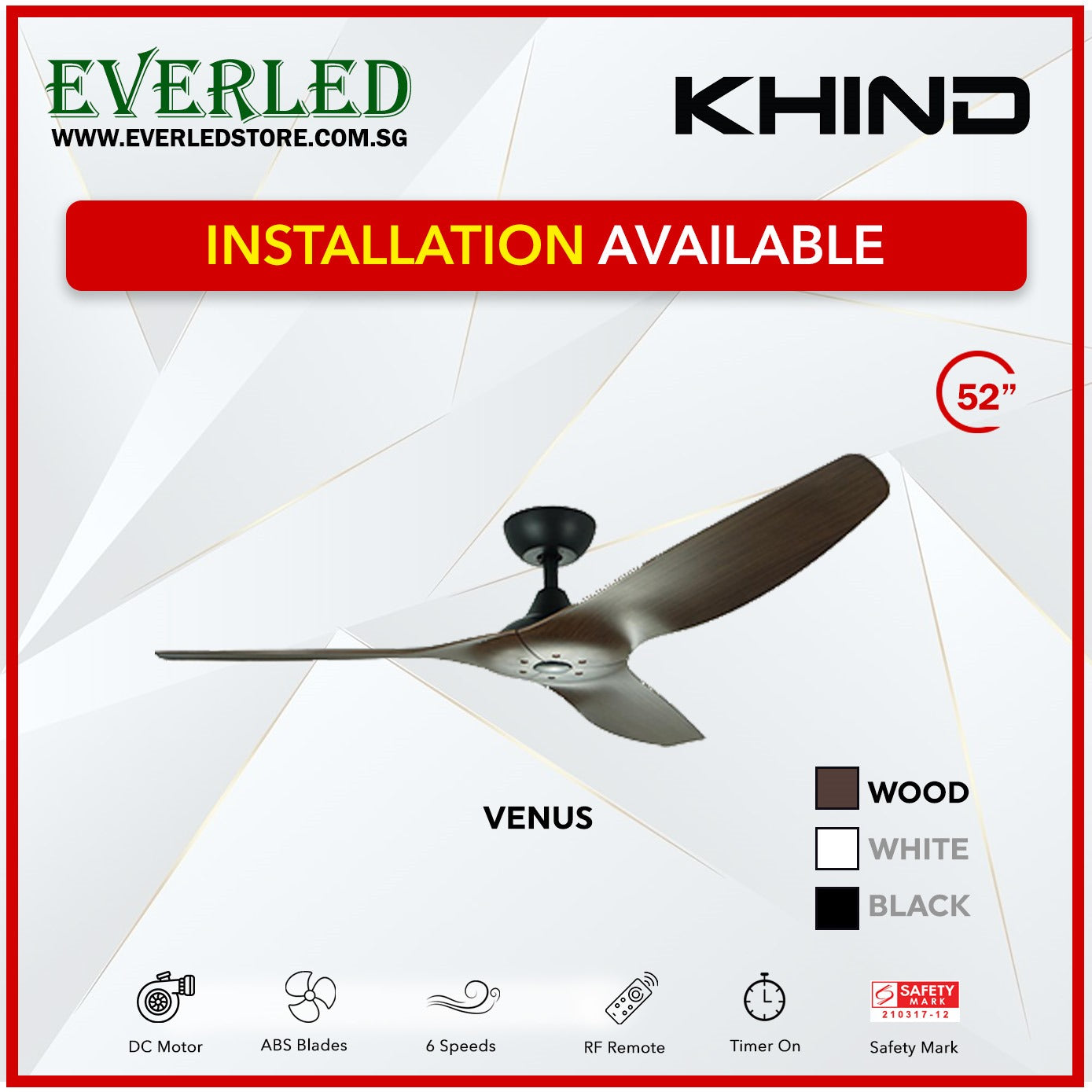*FREE INSTALLATION* Khind DC Venus 52" (Inverter DC Fan)