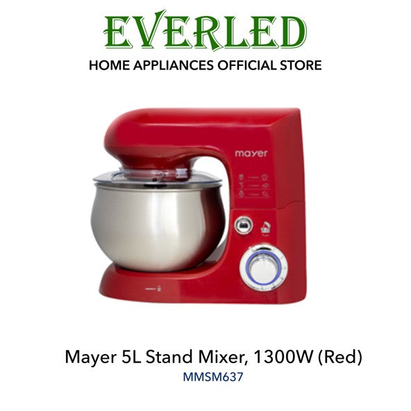 MAYER 5L Stand Mixer, 1300W (Red) [MMSM637] EVERLED
