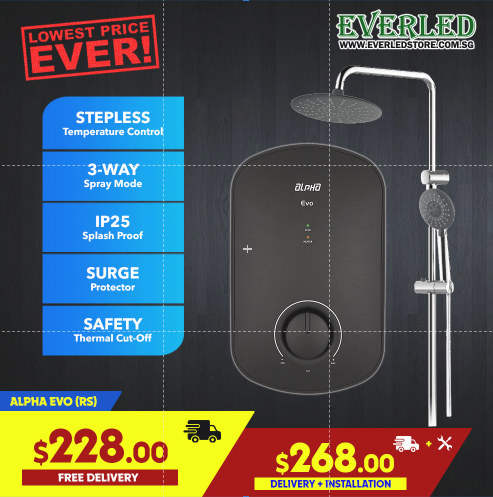 Alpha Instant Shower Heater (ALPHA EVO - RAIN SHOWER)