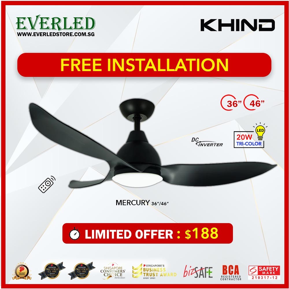 Khind DC Mercury 36"/46" with Tri-color LED (Inverter DC Fan)