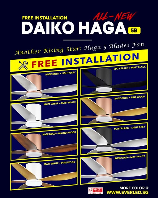 *FREE INSTALLATION* Daiko DC Haga 5B (Fuji) 36"/46"/52" with Tri-color LED (Inverter DC Fan)