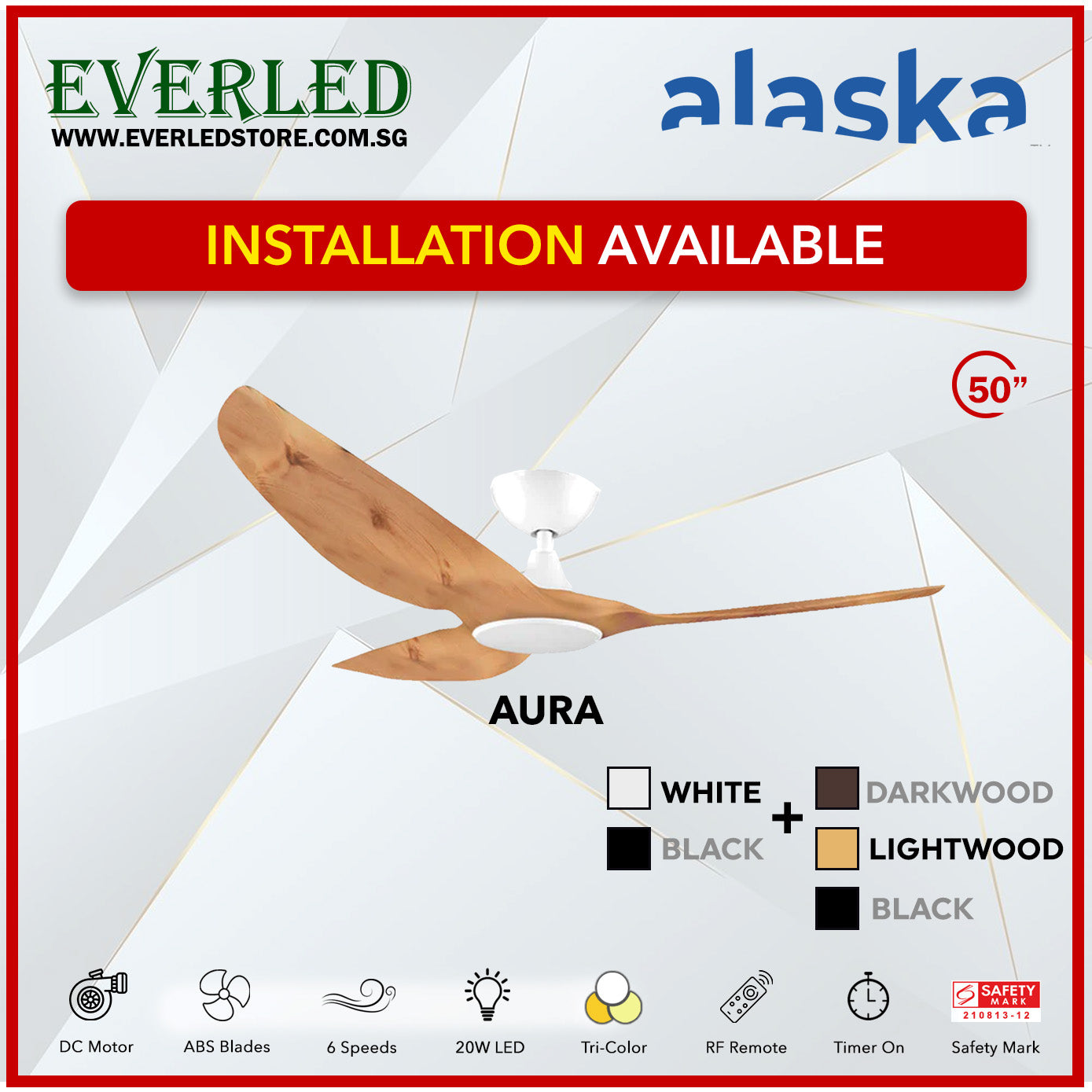 Alaska SMART DC Aura / Aurah 50" (Inverter DC Fan) with Samsung dimmable light kit