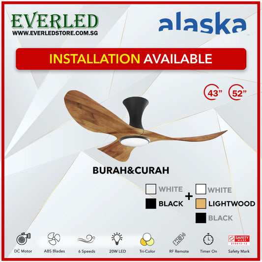 Alaska SMART DC Cura / Curah 52" (Inverter DC Fan) with Samsung dimmable light kit