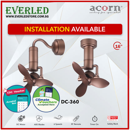 *SMART* Acorn DC-360 16" (Corner Fan - Inverter DC Fan) *CDC & Climate Voucher Accepted In Showroom*