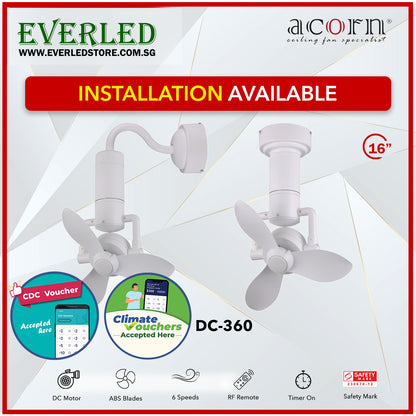 *SMART* Acorn DC-360 16" (Corner Fan - Inverter DC Fan) *CDC & Climate Voucher Accepted In Showroom*