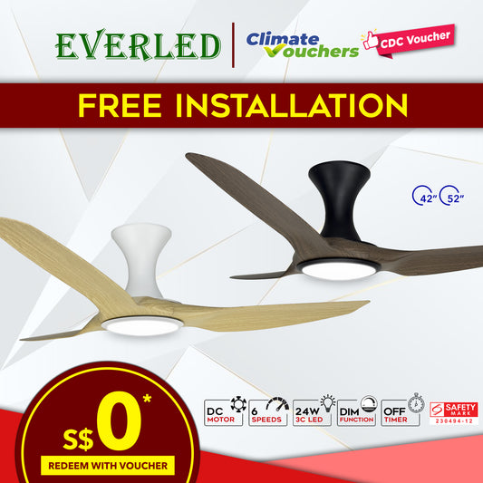 *FREE INSTALLATION* Daiko DC Yuga 3X 52"  with DIMMABLE Tri-color LED (Inverter DC Fan) *CDC & Climate Voucher Accepted in Showroom*