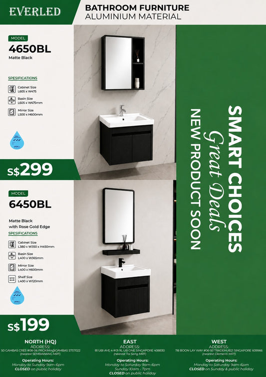 *(Vanity Cabinet)* Everled 4650 (600mm) / 6450 (400mm) - FREE DELIVERY