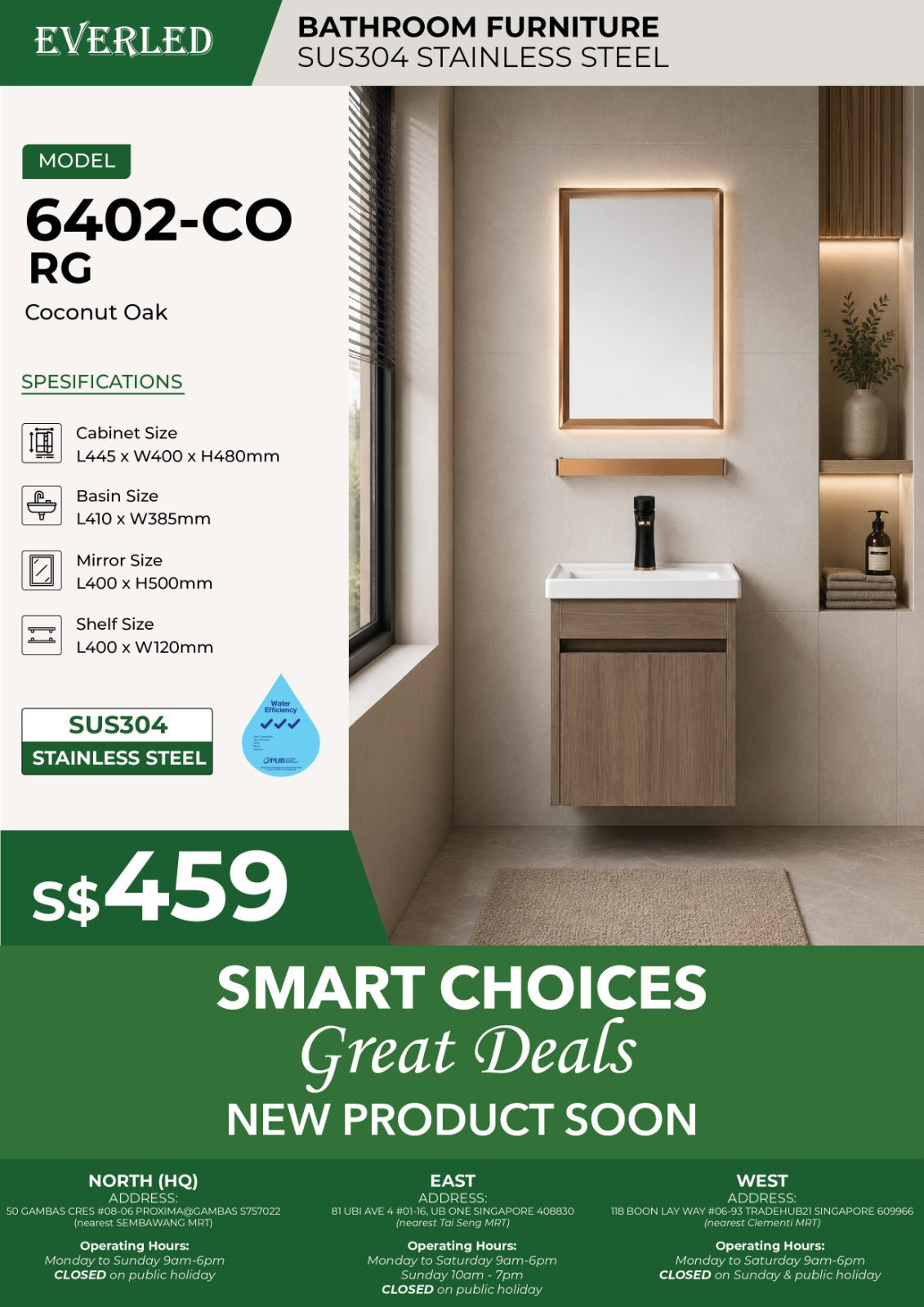 *(Vanity Cabinet)* Everled 6402 CO - FREE DELIVERY