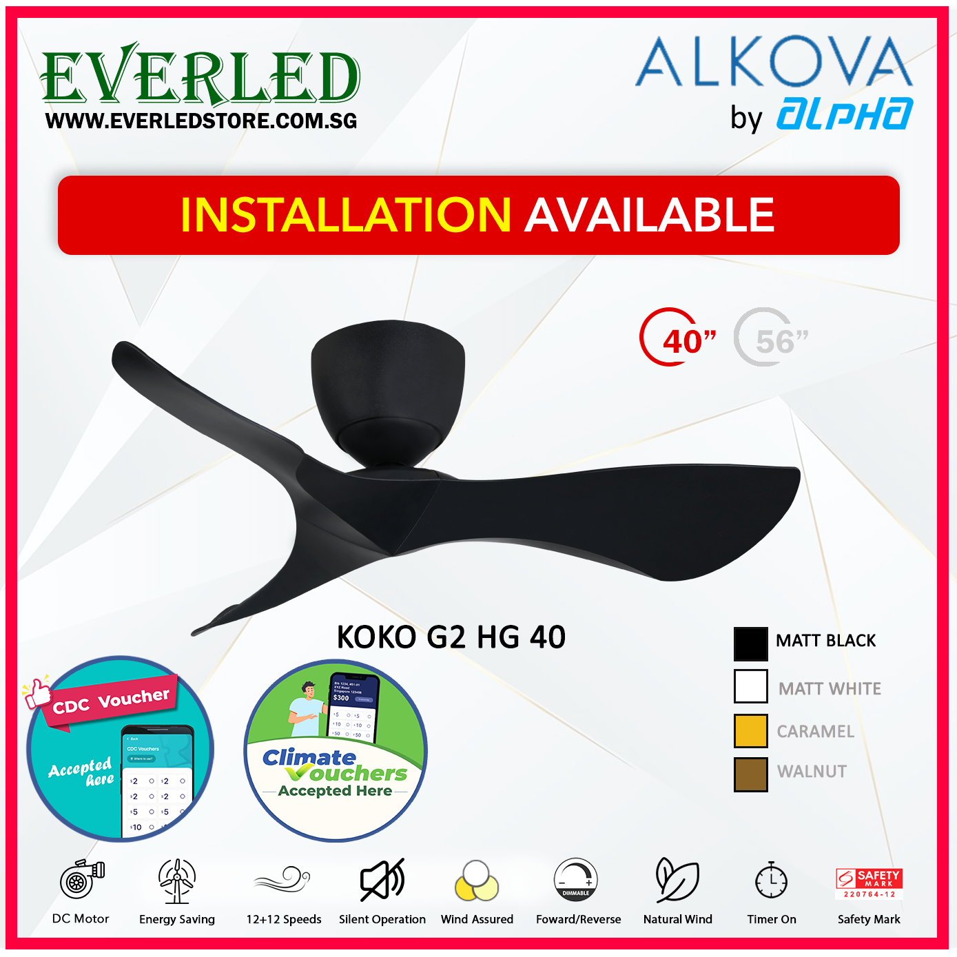 *STANDARD INSTALLATION* Alpha DC Koko (HG-HUGGER) with Inverter DC fan *CDC & Climate Voucher Accepted In Showroom*