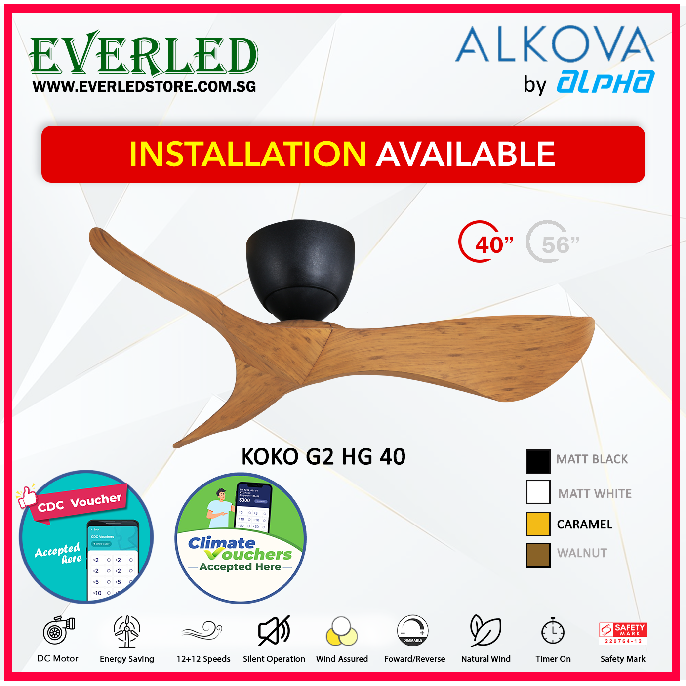 *STANDARD INSTALLATION* Alpha DC Koko (HG-HUGGER) with Inverter DC fan *CDC & Climate Voucher Accepted In Showroom*
