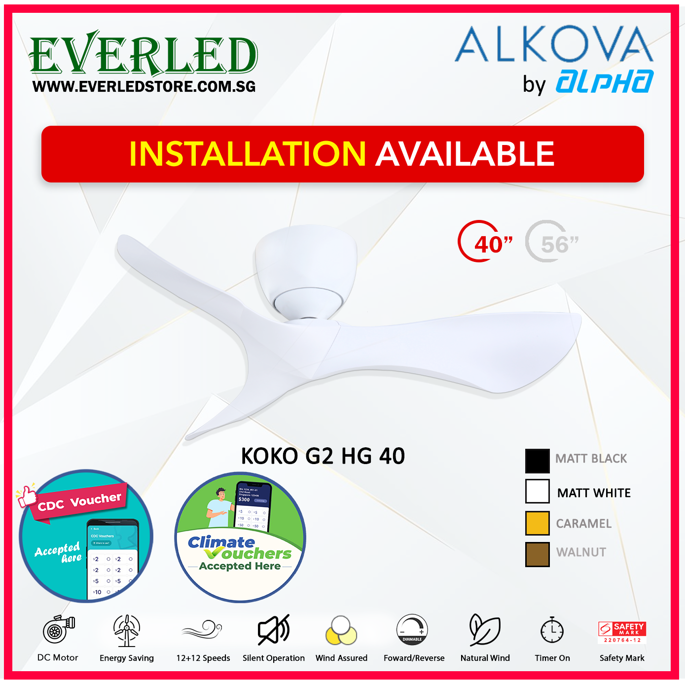 *STANDARD INSTALLATION* Alpha DC Koko (HG-HUGGER) with Inverter DC fan *CDC & Climate Voucher Accepted In Showroom*