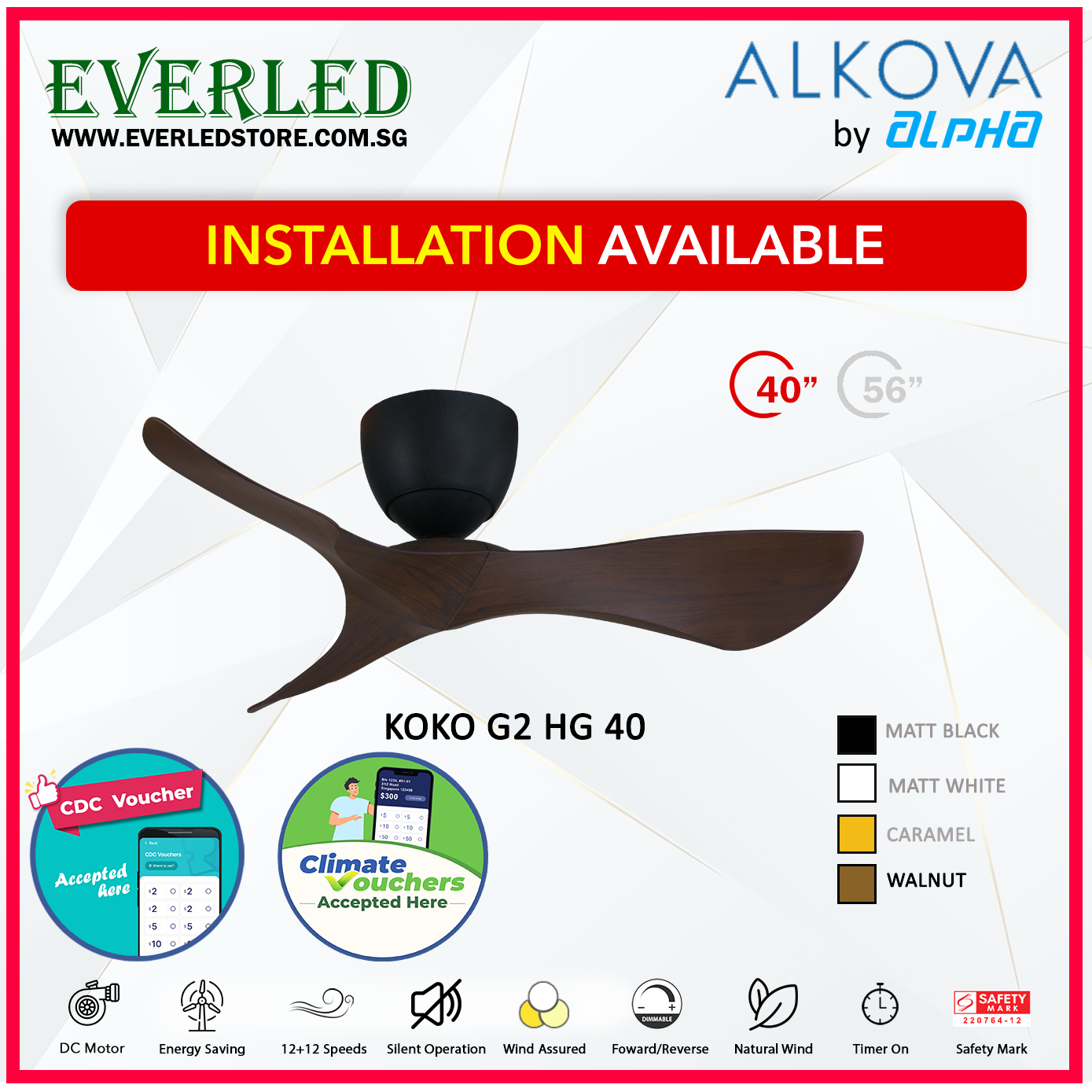 *STANDARD INSTALLATION* Alpha DC Koko (HG-HUGGER) with Inverter DC fan *CDC & Climate Voucher Accepted In Showroom*