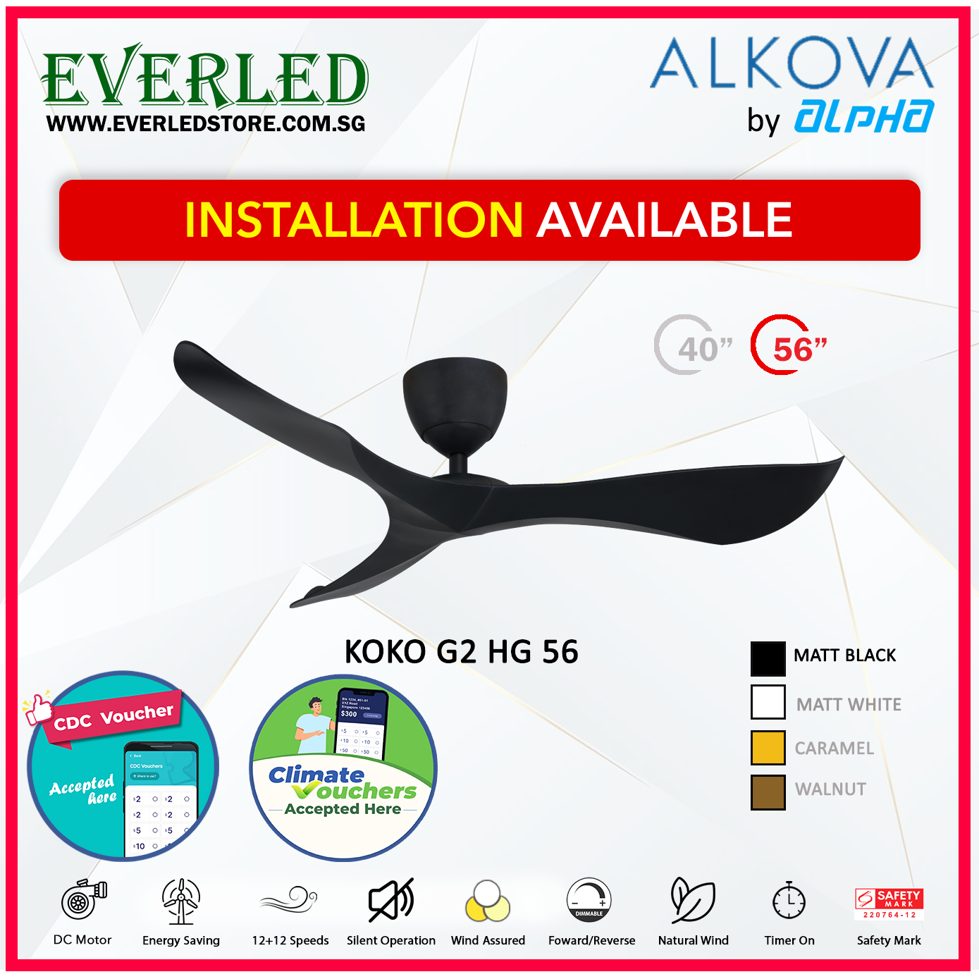 *STANDARD INSTALLATION* Alpha DC Koko (HG-HUGGER) with Inverter DC fan *CDC & Climate Voucher Accepted In Showroom*
